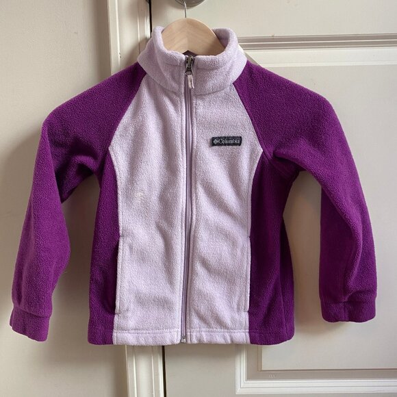 Girls' Columbia Purple Fleece Jacket, XS - Picture 1 of 3